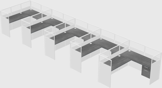 Shared l-shaped cubicle