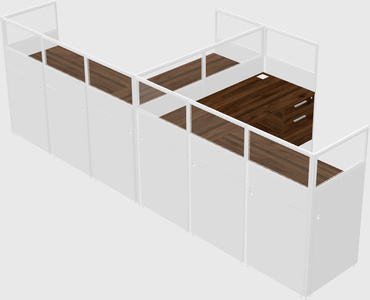 Shared l-shaped cubicle