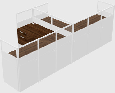 Shared l-shaped cubicle