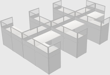 Shared l-shaped cubicle