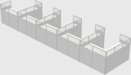 Shared l-shaped cubicle