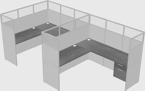 Shared l-shaped cubicle