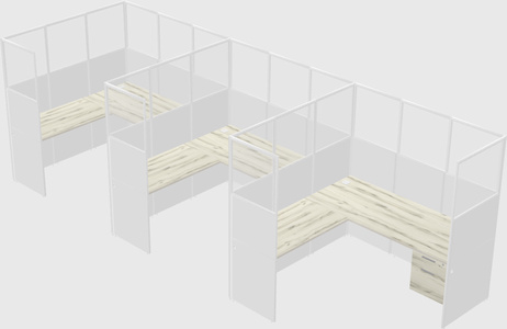 Shared l-shaped cubicle