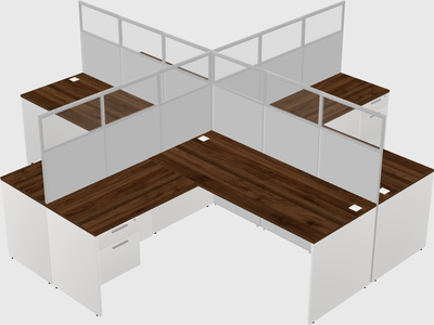 Shared l-shaped cubicles