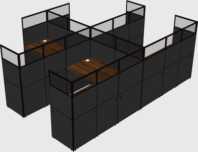 Shared l-shaped cubicle