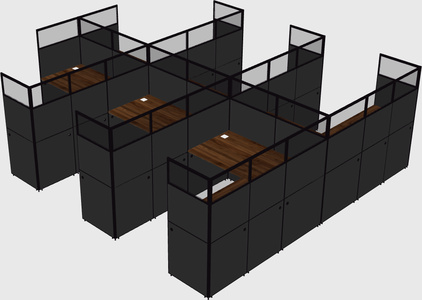 Shared l-shaped cubicle