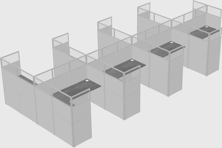 Shared l-shaped cubicle