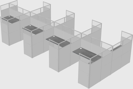 Shared l-shaped cubicle