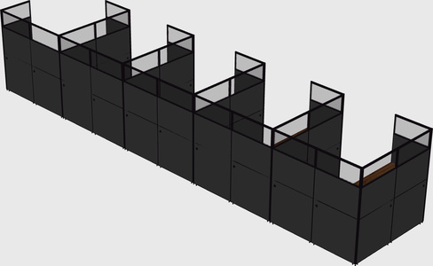 Shared l-shaped cubicle