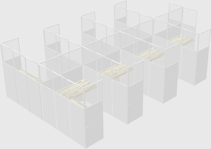 Shared l-shaped cubicle