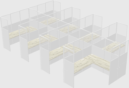 Shared l-shaped cubicle