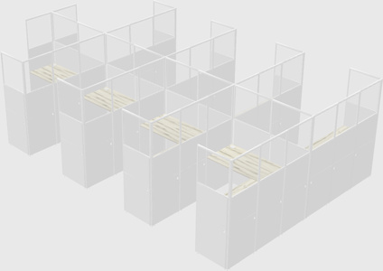 Shared l-shaped cubicle