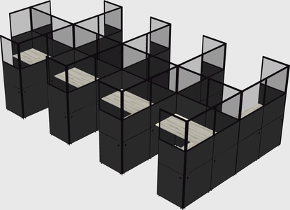 Shared l-shaped cubicle