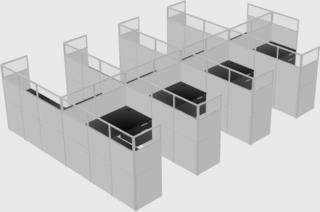 Shared l-shaped cubicle