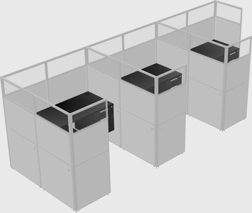 Shared l-shaped cubicle