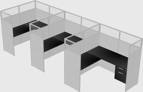 Shared l-shaped cubicle