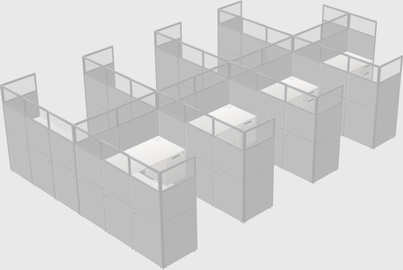 Shared l-shaped cubicle