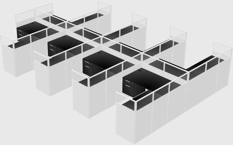 Shared l-shaped cubicle