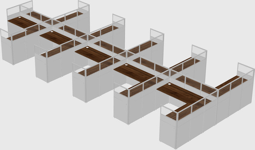 Shared l-shaped cubicle