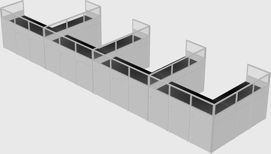 Shared l-shaped cubicle
