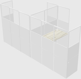 Shared l-shaped cubicle
