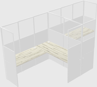 Shared l-shaped cubicle