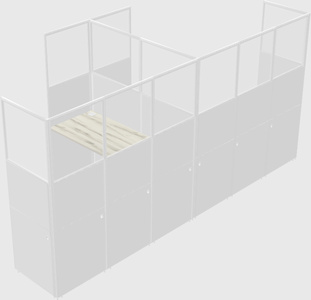 Shared l-shaped cubicle