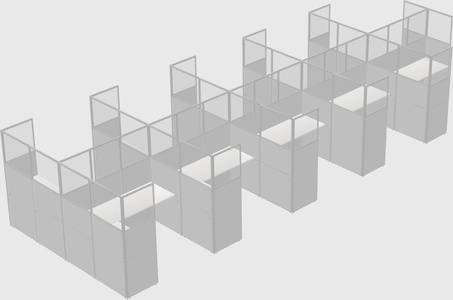 Shared l-shaped cubicle