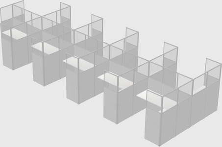 Shared l-shaped cubicle