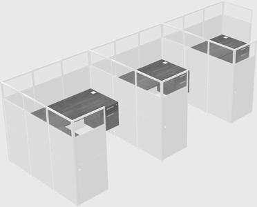 Shared l-shaped cubicle