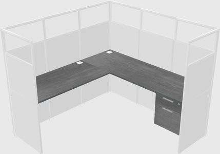 Shared l-shaped cubicle
