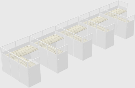 Shared l-shaped cubicle