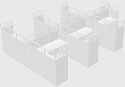 Shared l-shaped cubicle