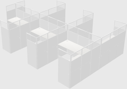 Shared l-shaped cubicle
