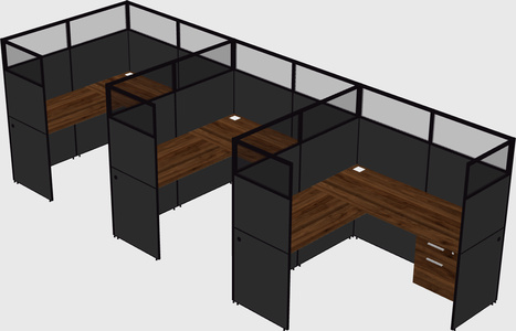 Shared l-shaped cubicle
