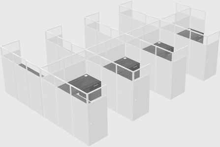 Shared l-shaped cubicle