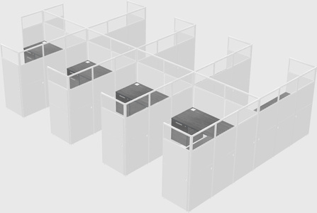 Shared l-shaped cubicle