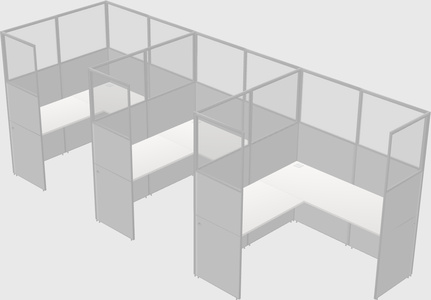 Shared l-shaped cubicle