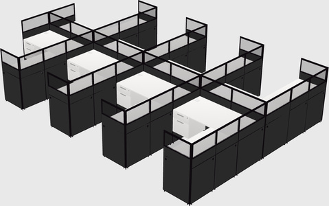 Shared l-shaped cubicle