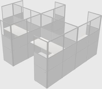 Shared l-shaped cubicle