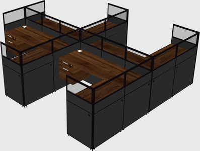 Shared l-shaped cubicle