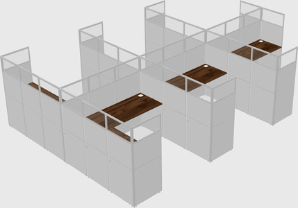 Shared l-shaped cubicle