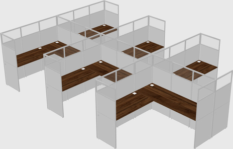 Shared l-shaped cubicle