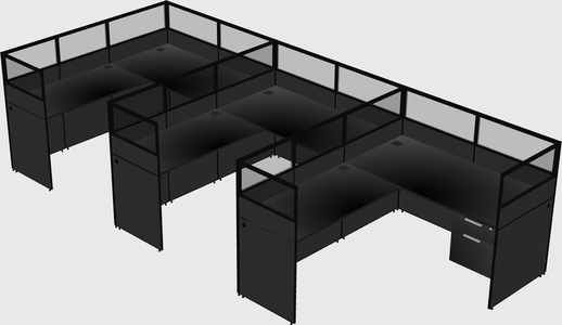 Shared l-shaped cubicle