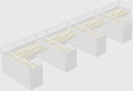 Shared l-shaped cubicle