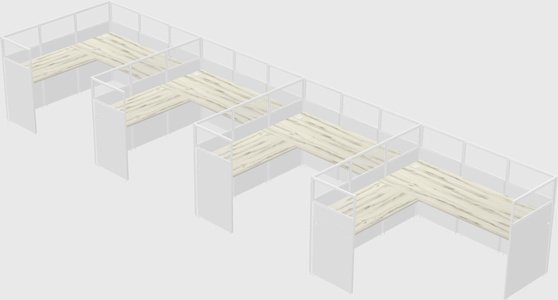 Shared l-shaped cubicle