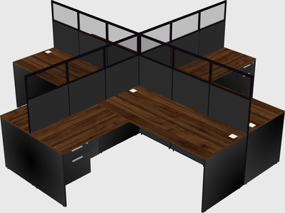 Shared l-shaped cubicles