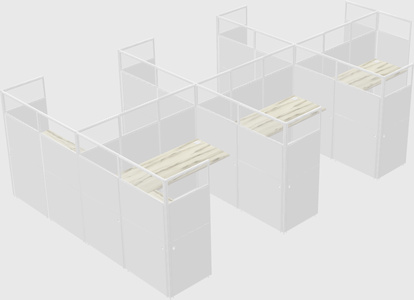 Shared l-shaped cubicle