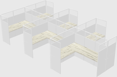 Shared l-shaped cubicle