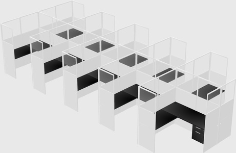 Shared l-shaped cubicle